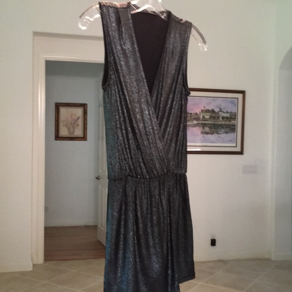 New never worn metallic charcoal gray romper